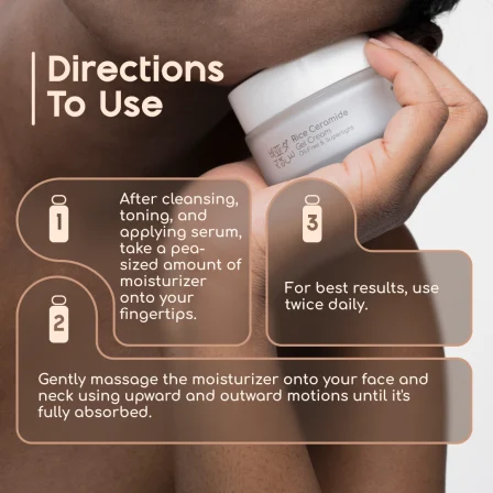Directions for face gel cream moisturizer by beyond rice