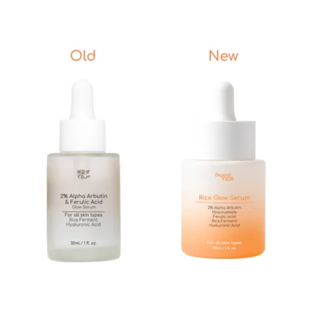 rice glow serum new and old comparison