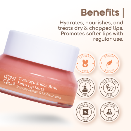 Kissu Lip Mask with Capuacu butter, Jojoba oil & Rice Bran (Pack of 4) - Image 5